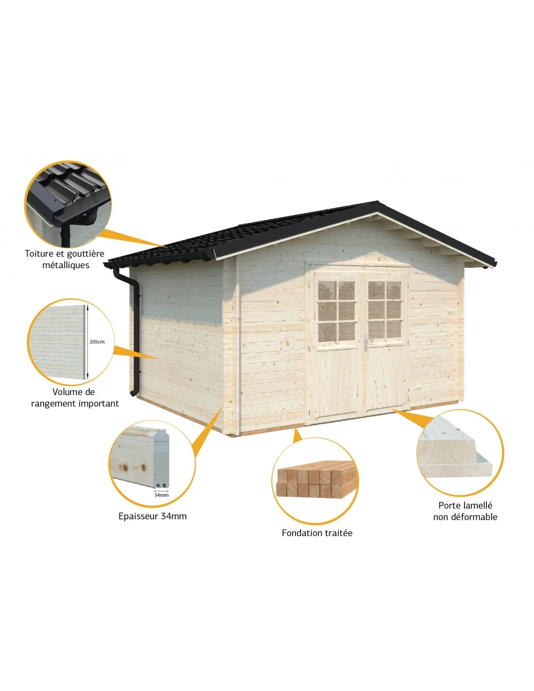 Abri De Jardin Tina 10.8 M² En Bois Massif 34 Mm 3 Abri De Jardin Tina 10.8 M² En Bois Massif 34 Mm