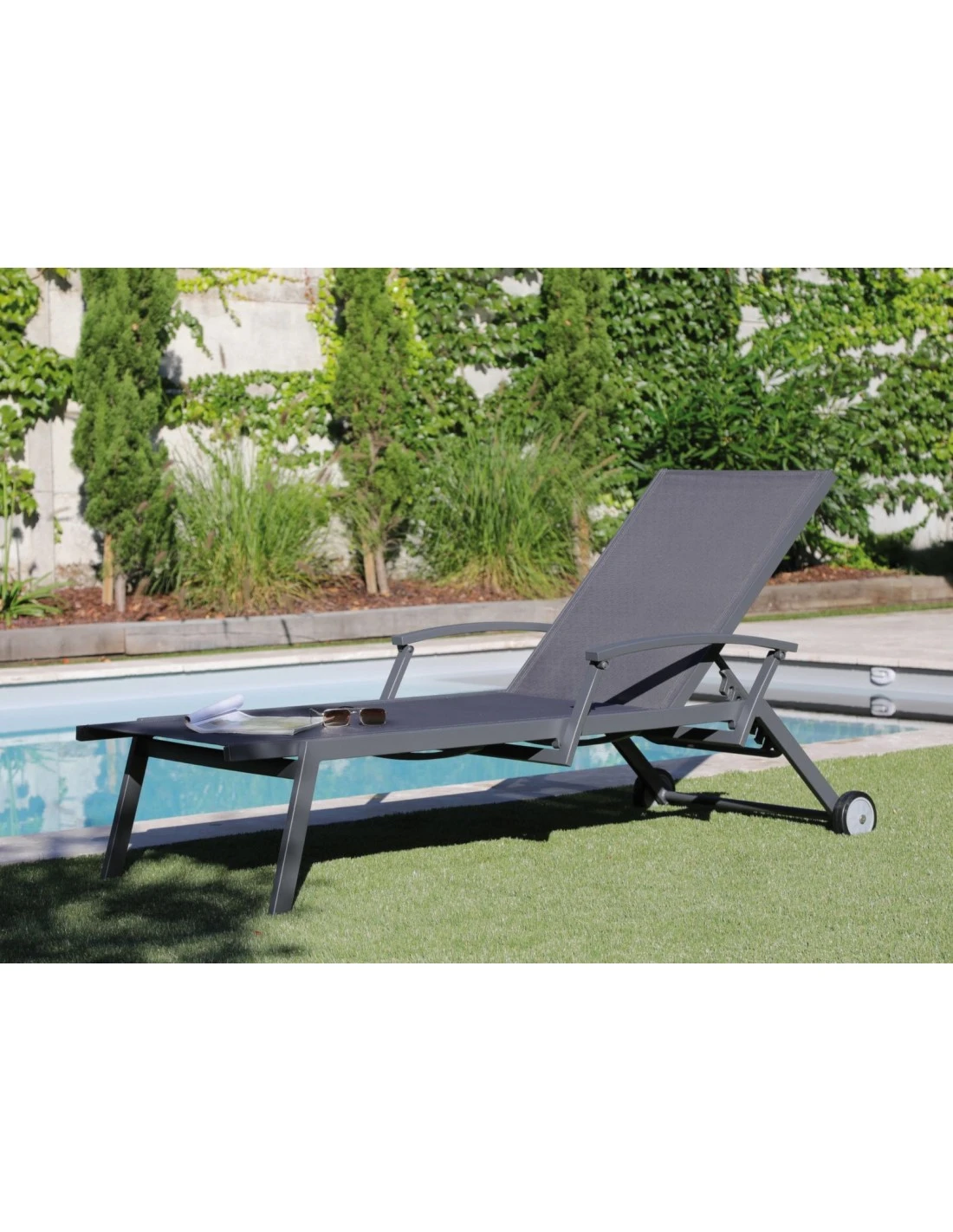 Bain De Soleil Florence Avec Accoudoirs - Aluminium- Graphite / Gris 3 Bain De Soleil Florence Avec Accoudoirs - Aluminium- Graphite / Gris