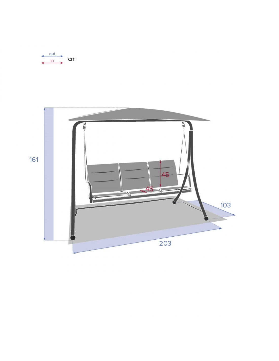 Balancelle De Jardin LAKO 3 Places - Polyester Et Acier 8 Balancelle De Jardin LAKO 3 Places - Polyester Et Acier – Image 6