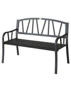 Devant -Lafuma Soldes Boutique banc de jardin alvernia 3 places acier epoxy noir 1