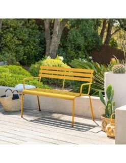 Devant -Lafuma Soldes Boutique banc de jardin metal greensboro acier epoxy moutarde 1