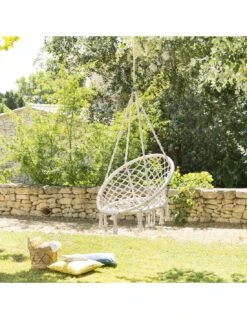 Chaise Suspendue De Jardin Plumaya En Macramé -Lafuma Soldes Boutique chaise suspendue plumaya en macrame hesperide 1