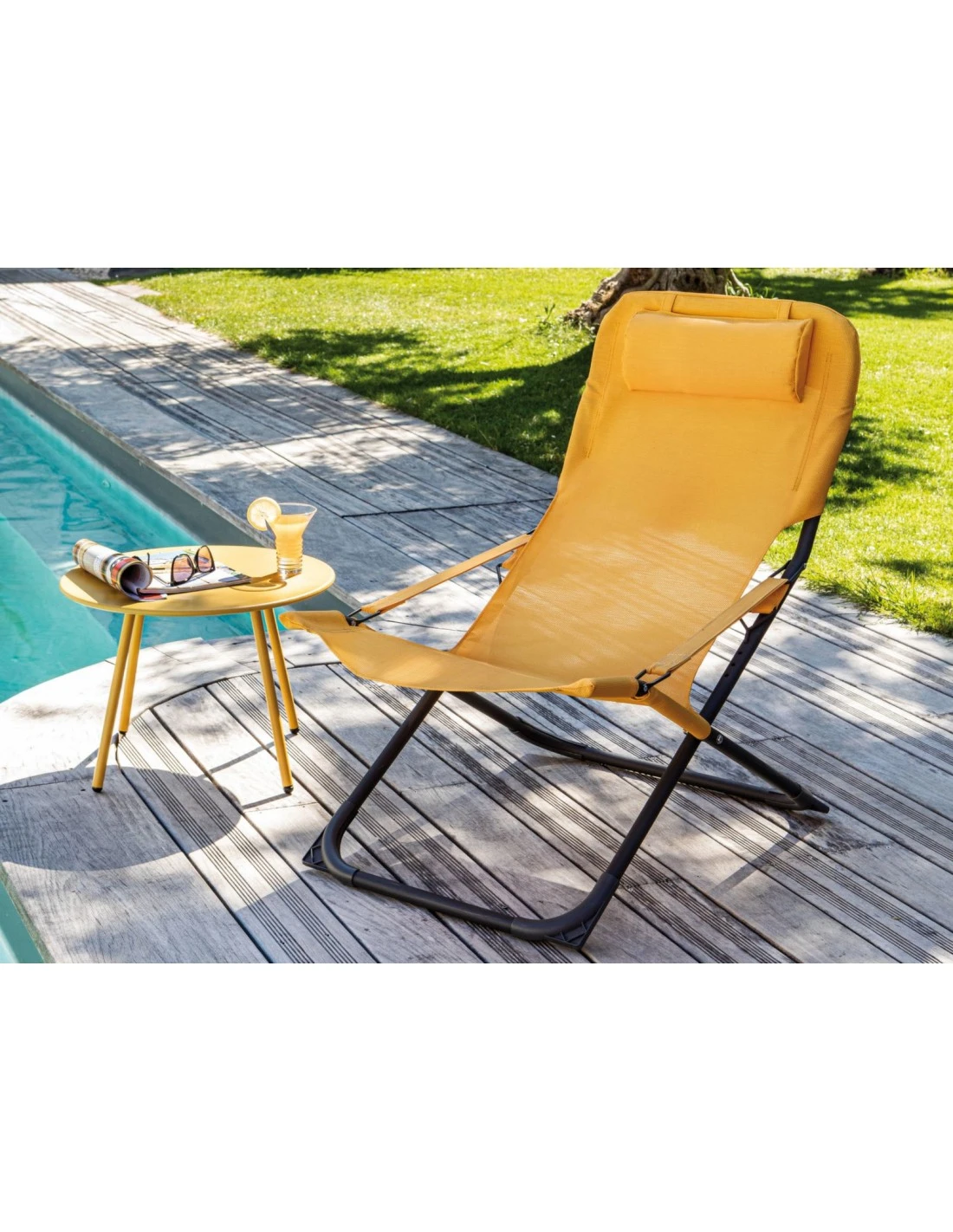 Relax De Jardin Pliant Easy - Graphite / Moutarde 4 Relax De Jardin Pliant Easy - Graphite / Moutarde – Image 2