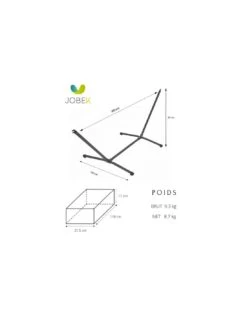 Set Hamac Metalik - Hamac Avec Support - Jobek - Turquoise Anthracite XL 140X300 -Lafuma Soldes Boutique set hamac metalik hamac avec support toile au choix jobek 13