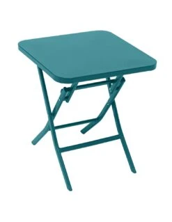 Table D'appoint Greensboro Carrée Pliante - Acier époxy - Bleu Canard