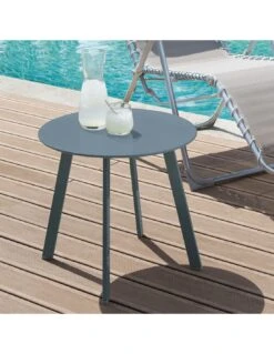 Table D'appoint Saona D.50 X H.45 Cm Bleu Canard - Acier époxy -Lafuma Soldes Boutique table d appoint saona d50 x h45 cm acier epoxy bleu canard 1