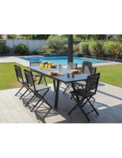 Table De Jardin AGRA Extensible 150/200/250 Cm - Aluminium Et Verre - Graphite / Gris 11 Table De Jardin AGRA Extensible 150/200/250 Cm - Aluminium Et Verre - Graphite / Gris -Lafuma Soldes Boutique table de jardin agra extensible 150200250 cm aluminium et verre graphite gris 3