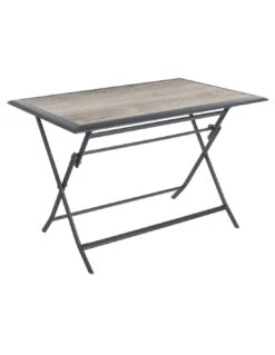 Devant -Lafuma Soldes Boutique table de jardin azua pliante rectangle 4 places aluminium gris smoke plateau ect effet bois 1