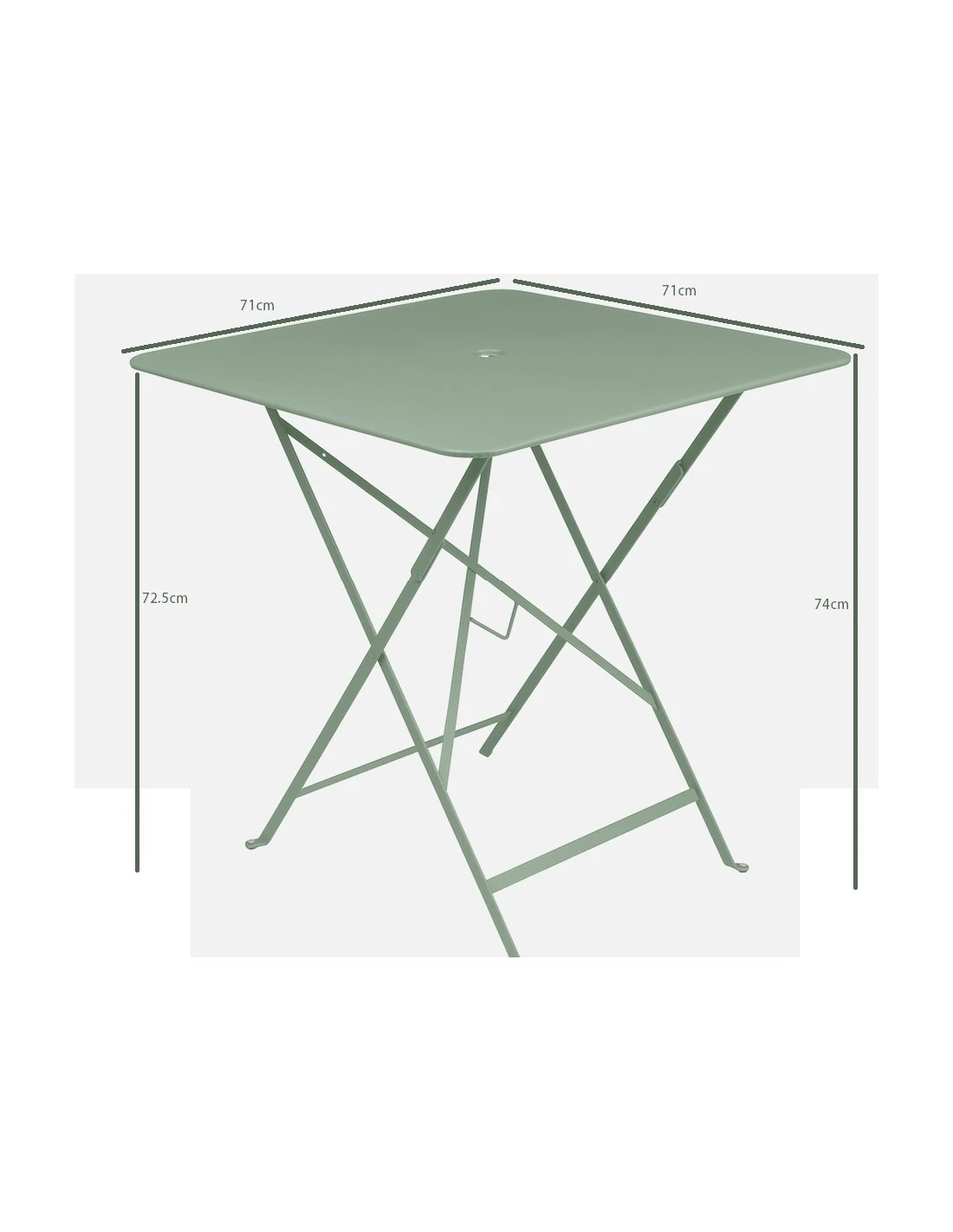 Table De Jardin Bistro 71x71 Cm - Métal Pliante Carrée - Vert Opaline 4 Table De Jardin Bistro 71x71 Cm - Métal Pliante Carrée - Vert Opaline – Image 2