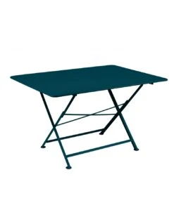 Devant -Lafuma Soldes Boutique table de jardin cargo 128x90 cm en metal rectangle pliante bleu acapulco
