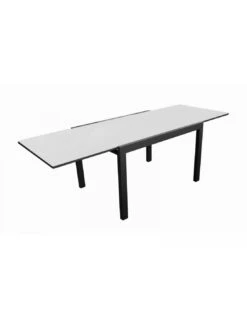 Table De Jardin Elise Extensible - 8 à 12 Places - Aluminium Et Verre - Graphite / Perle