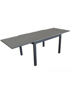 Table De Jardin Elise Extensible - 8 à 12 Places - Aluminium Et Verre - Graphite / Gris