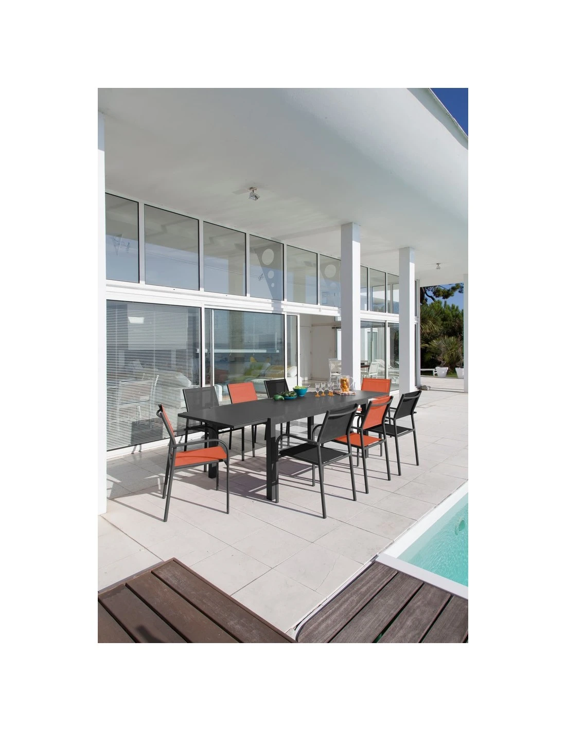 Table De Jardin Elise Extensible - 8 à 12 Places - Aluminium Et Verre - Graphite / Gris 4 Table De Jardin Elise Extensible - 8 à 12 Places - Aluminium Et Verre - Graphite / Gris – Image 2