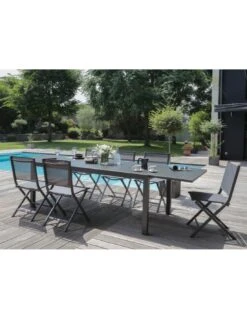 Table De Jardin Elise Extensible - 8 à 12 Places - Aluminium Et Verre - Graphite / Gris 11 Table De Jardin Elise Extensible - 8 à 12 Places - Aluminium Et Verre - Graphite / Gris -Lafuma Soldes Boutique table de jardin elise extensible 8 a 12 places aluminium et verre 6