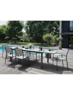 Table De Jardin Elise Extensible - 8 à 12 Places - Aluminium Et Verre - Graphite / Gris 12 Table De Jardin Elise Extensible - 8 à 12 Places - Aluminium Et Verre - Graphite / Gris -Lafuma Soldes Boutique table de jardin elise extensible 8 a 12 places aluminium et verre 7