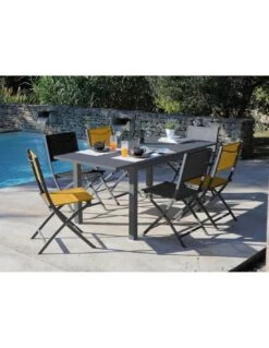 Table De Jardin GENES Extensible L.110/170 X H.70 Cm - Aluminium - Graphite