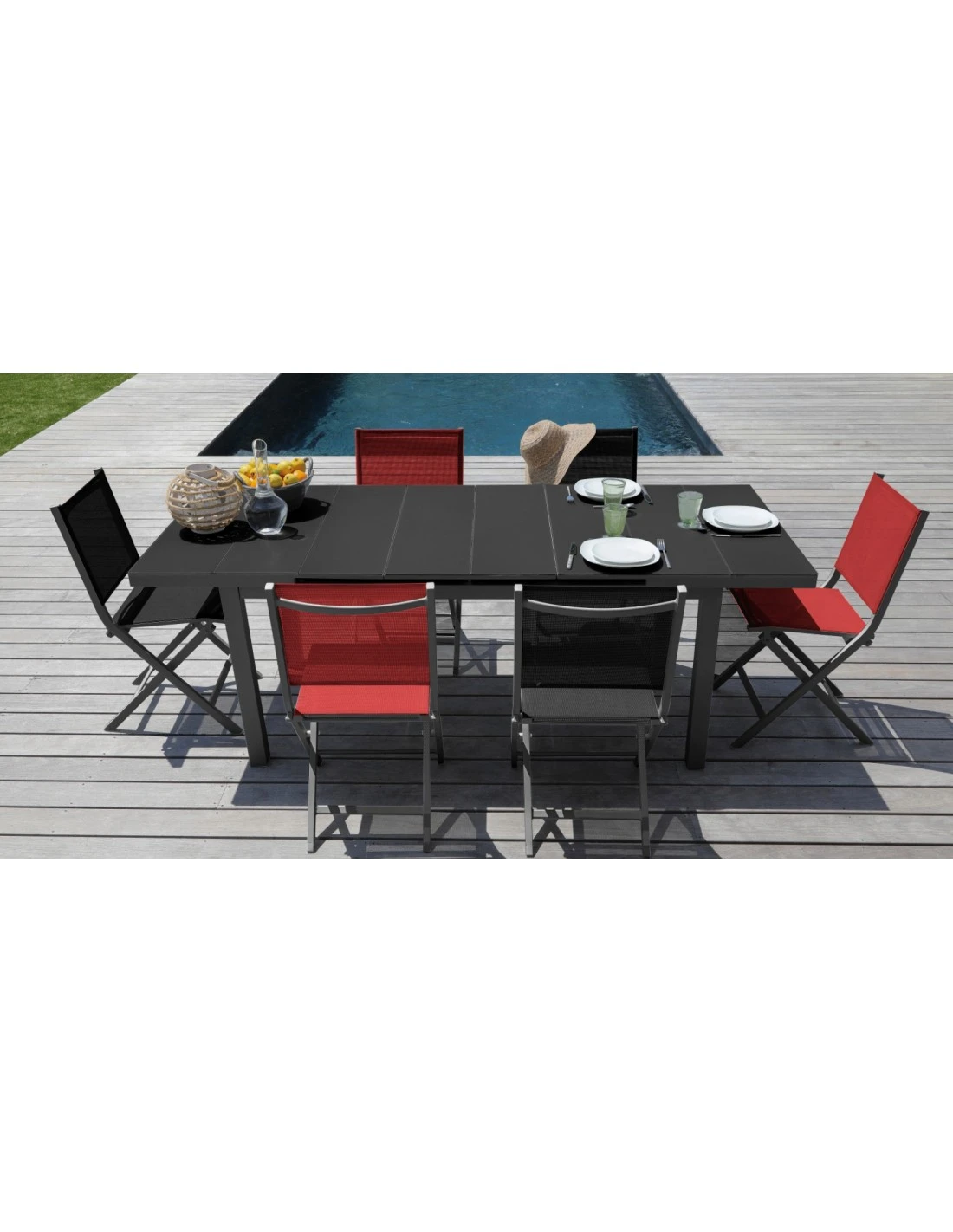 Table De Jardin Ondine - Aluminium Plateau Verre Extensible 160/213 Cm - Gris 4 Table De Jardin Ondine - Aluminium Plateau Verre Extensible 160/213 Cm - Gris – Image 2