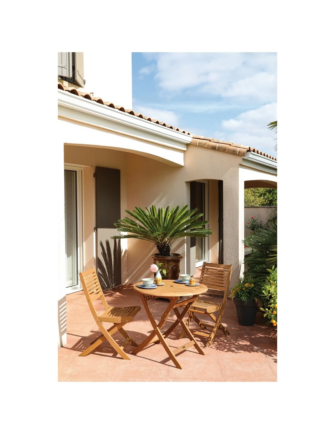 Table De Jardin Sophie Pliante Ronde En Eucalyptus - 80 Cm 4 Table De Jardin Sophie Pliante Ronde En Eucalyptus - 80 Cm – Image 2