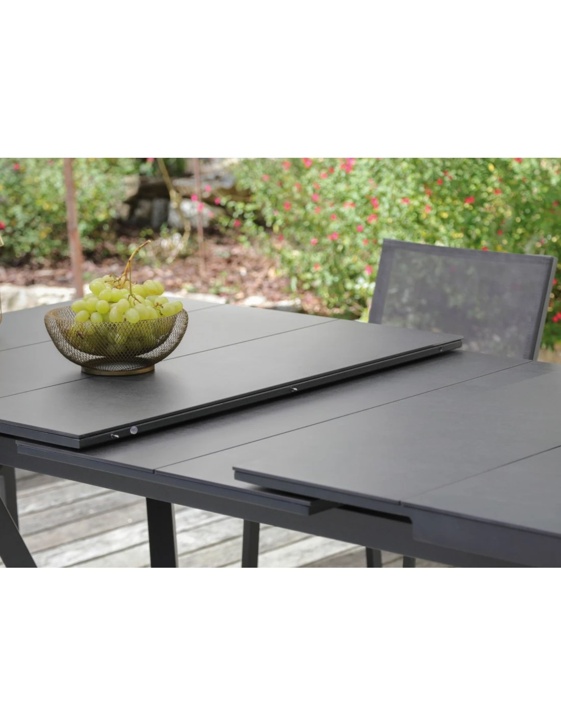 Table De Jardin VITA Extensible 180/240 X 100 Cm - Aluminium Et Céramique - Graphite / Gris 4 Table De Jardin VITA Extensible 180/240 X 100 Cm - Aluminium Et Céramique - Graphite / Gris – Image 2