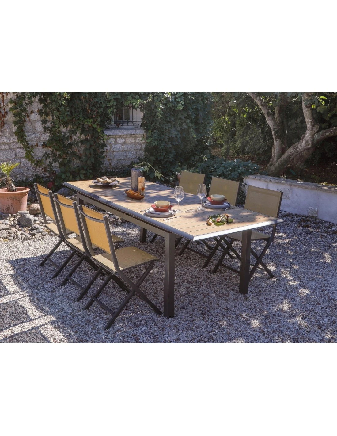Table Louisiane II Extensible - Aluminium Graphite Plateau OAK - L.147/187 X L.80 X H.76 Cm 4 Table Louisiane II Extensible - Aluminium Graphite Plateau OAK - L.147/187 X L.80 X H.76 Cm – Image 2