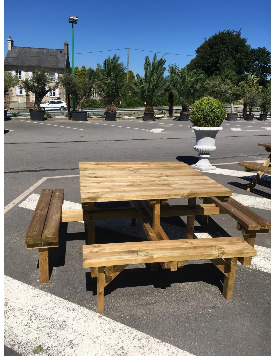 Table Pique-nique 200 X 200 X 75 Cm En Bois Massif Traité 3 Table Pique-nique 200 X 200 X 75 Cm En Bois Massif Traité