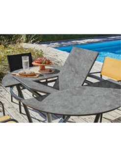 Table Valenza 125/175 X 125 En Aluminium / SPC - Graphite / Gris -Lafuma Soldes Boutique table valenza 125175 x 125 en aluminium spc graphite gris 1 2