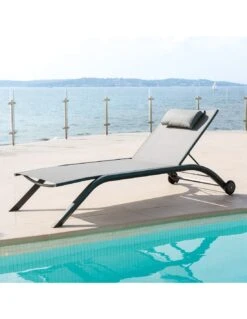 Transat De Jardin Milenio - 5 Positions - Aluminium Et Texaline - Galet / Graphite -Lafuma Soldes Boutique transat de jardin milenio 5 positions aluminium et texaline galet graphite 1