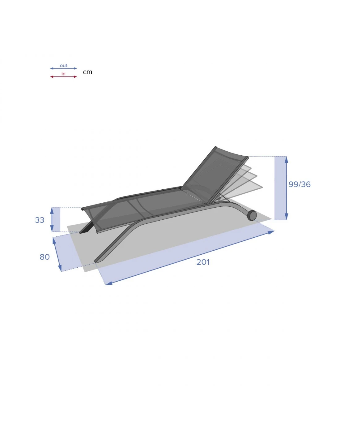 Transat De Jardin Milenio - 5 Positions - Aluminium Et Texaline - Graphite / Anthracite 7 Transat De Jardin Milenio - 5 Positions - Aluminium Et Texaline - Graphite / Anthracite – Image 5