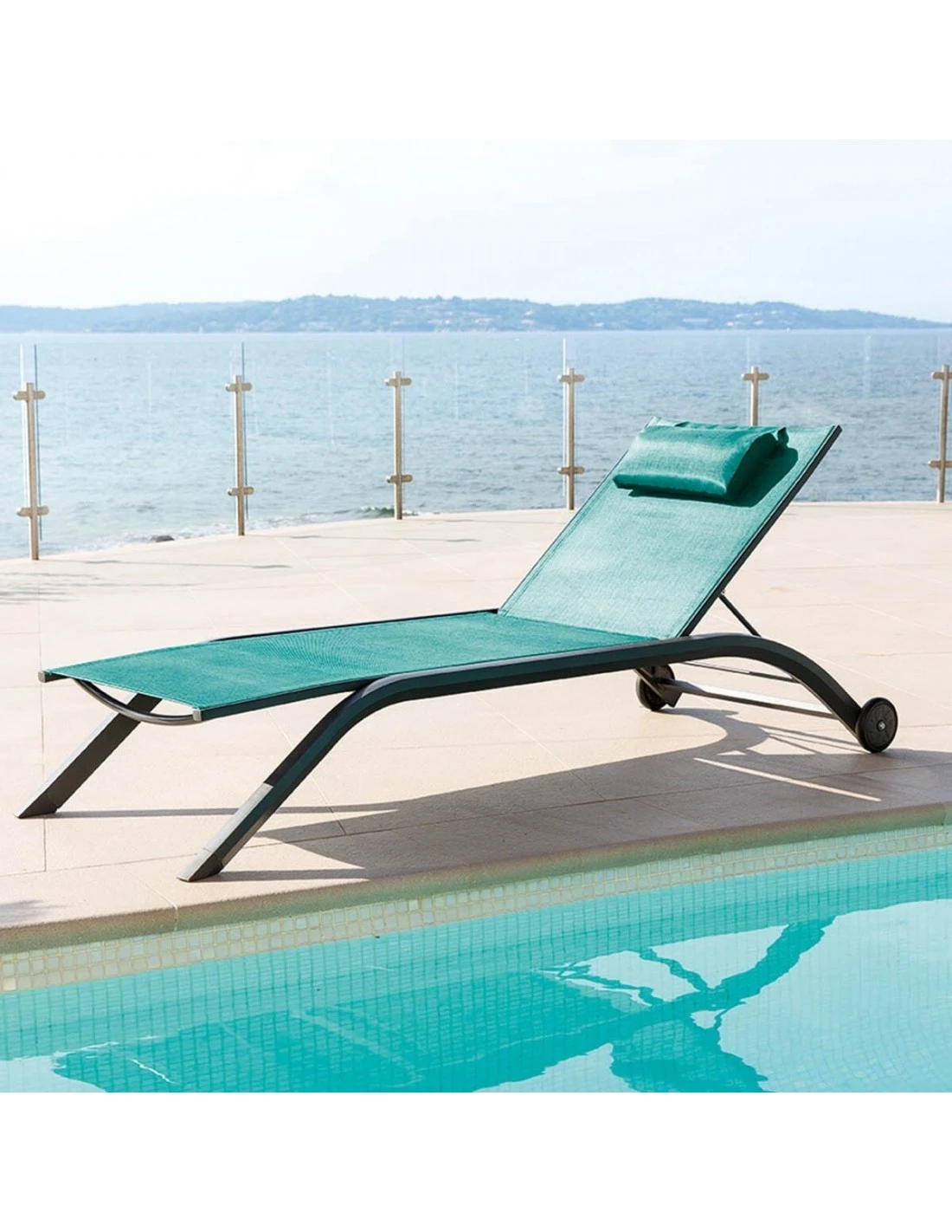 Transat De Jardin Milenio - 5 Positions - Aluminium Et Texaline - Graphite / Émeraude 3 Transat De Jardin Milenio - 5 Positions - Aluminium Et Texaline - Graphite / Émeraude