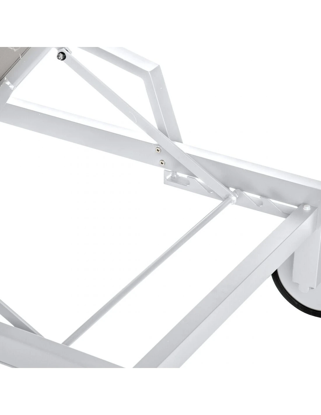 Transat De Jardin Ocala 4 Positions Aluminium Et Texaline - Blanc Et Noisette 7 Transat De Jardin Ocala 4 Positions Aluminium Et Texaline - Blanc Et Noisette – Image 5