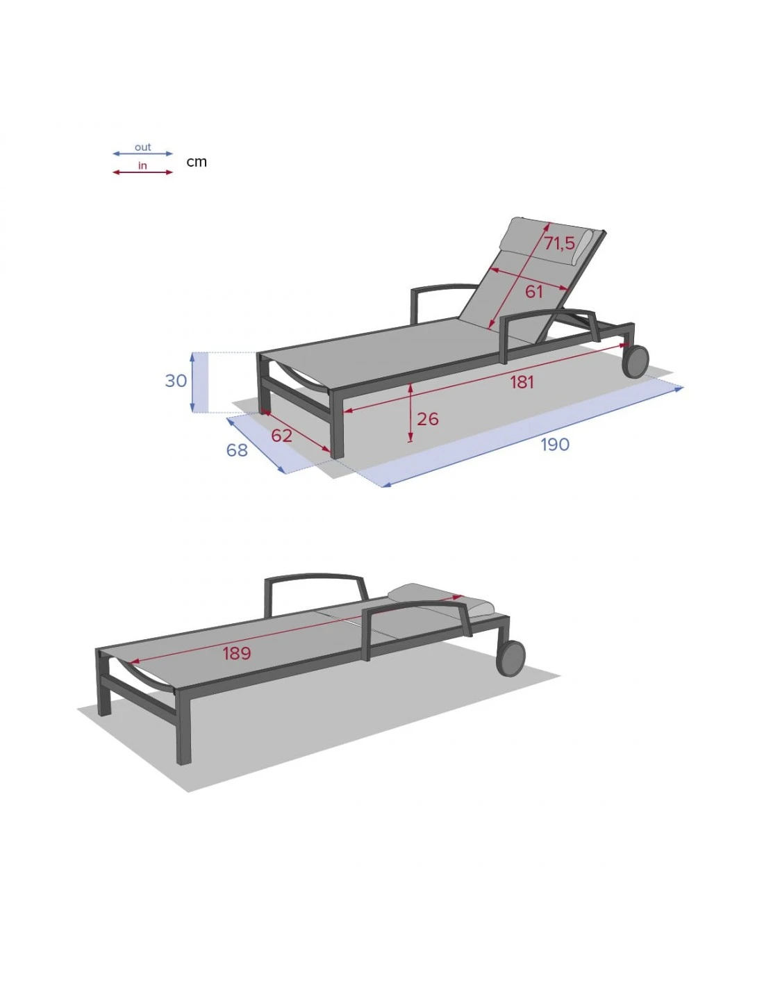 Transat De Jardin Ocala 4 Positions Aluminium Et Texaline - Blanc Et Noisette 8 Transat De Jardin Ocala 4 Positions Aluminium Et Texaline - Blanc Et Noisette – Image 6
