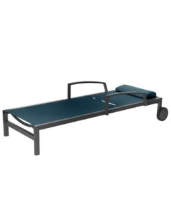 Transat De Jardin Ocala 4 Positions Aluminium Et Texaline - Graphite / Bleu Canard -Lafuma Soldes Boutique transat de jardin ocala 4 positions aluminium et texaline 2