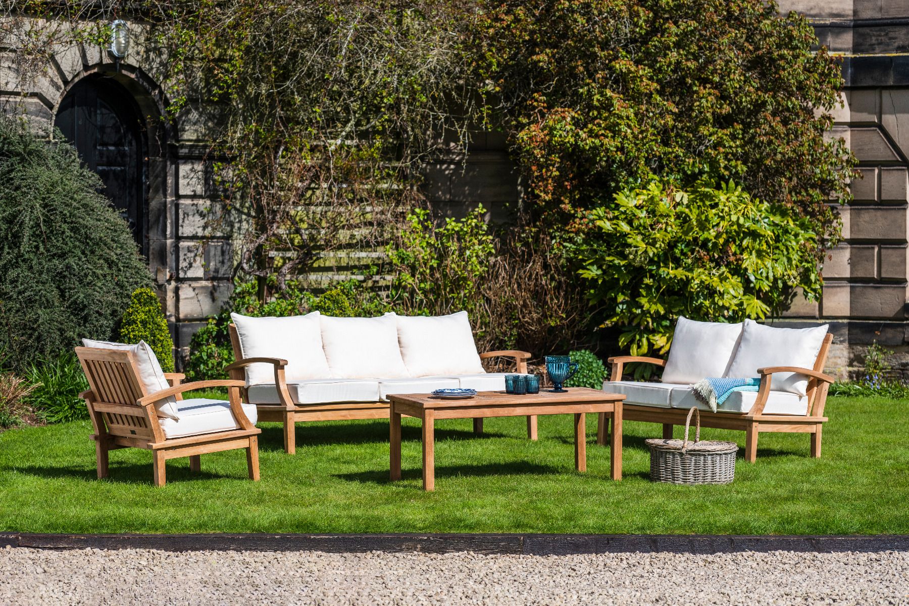 Devant -Lafuma Soldes Boutique burford teak garden x large lounge set cream
